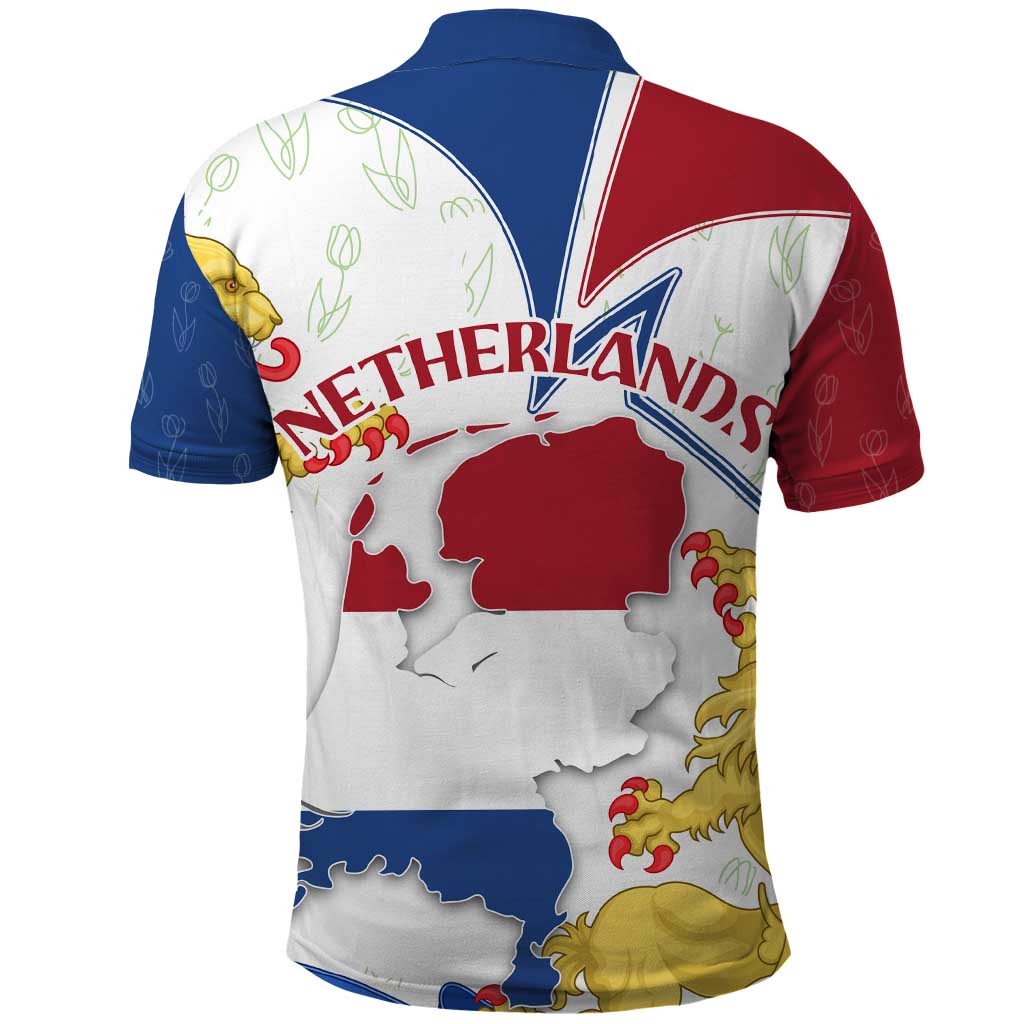 Netherlands Heritage Polo Shirt with Tulips Windmill and Coat of Arms TS04