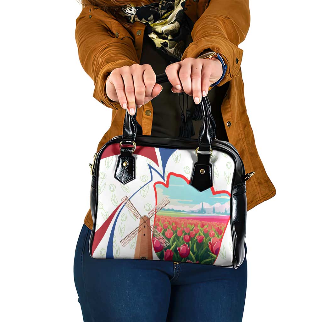 Netherlands Heritage Shoulder Handbag with Tulips Windmill and Coat of Arms TS04