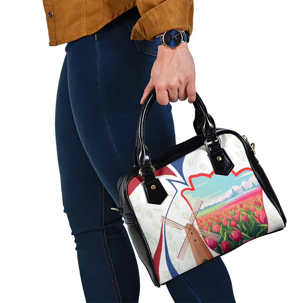 Netherlands Heritage Shoulder Handbag with Tulips Windmill and Coat of Arms TS04