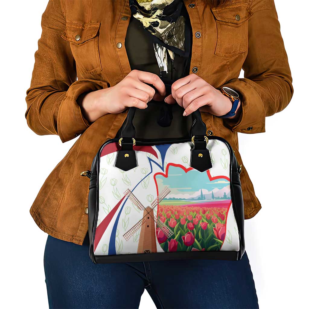 Netherlands Heritage Shoulder Handbag with Tulips Windmill and Coat of Arms TS04