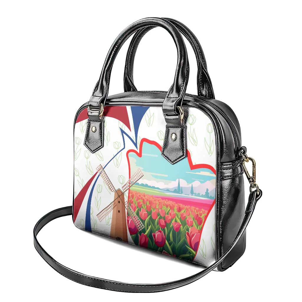 Netherlands Heritage Shoulder Handbag with Tulips Windmill and Coat of Arms TS04