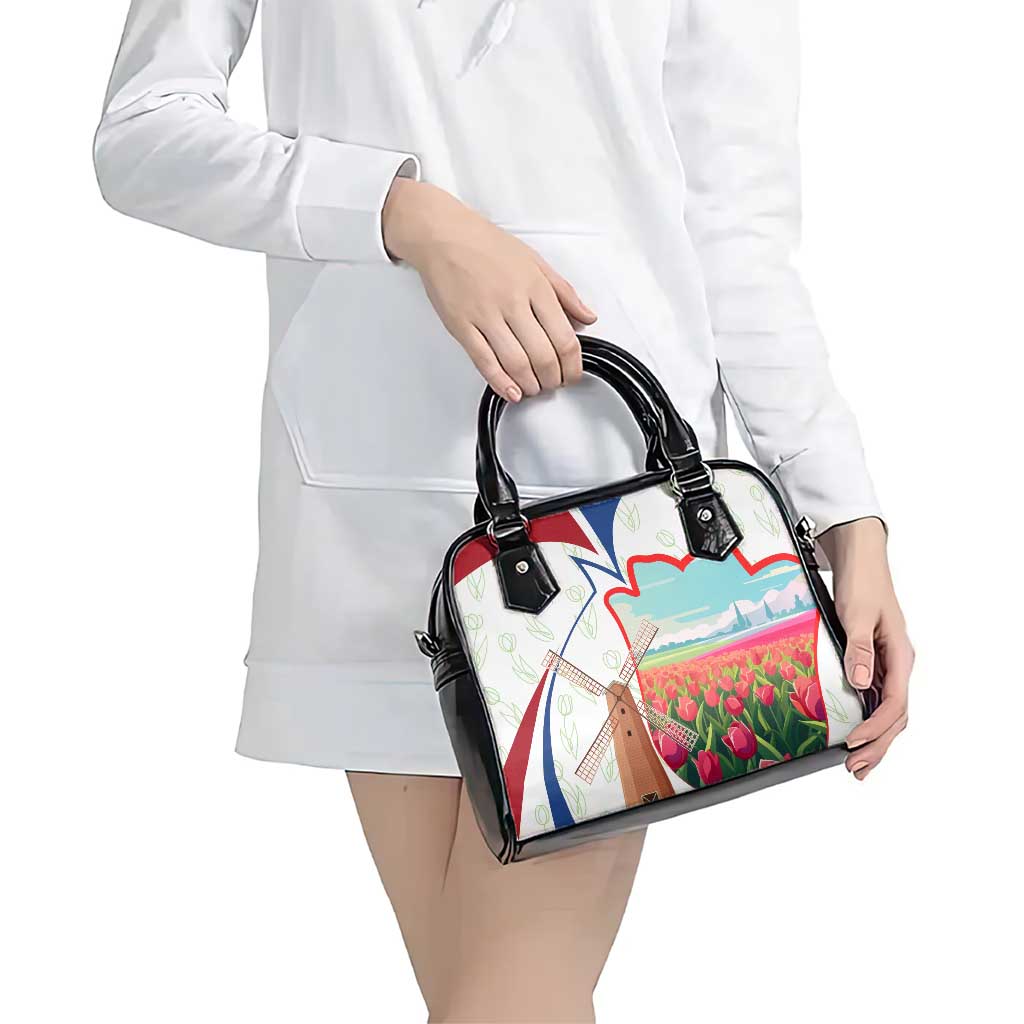 Netherlands Heritage Shoulder Handbag with Tulips Windmill and Coat of Arms TS04