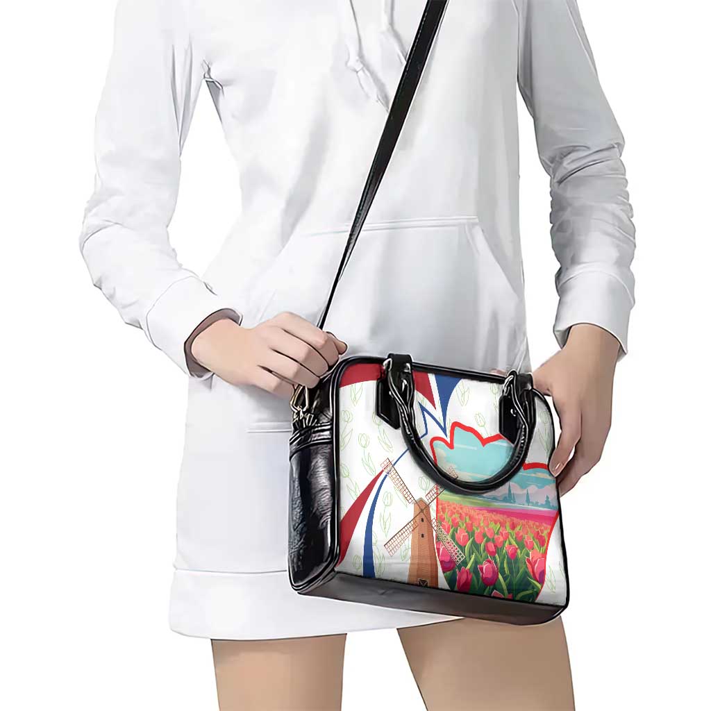 Netherlands Heritage Shoulder Handbag with Tulips Windmill and Coat of Arms TS04