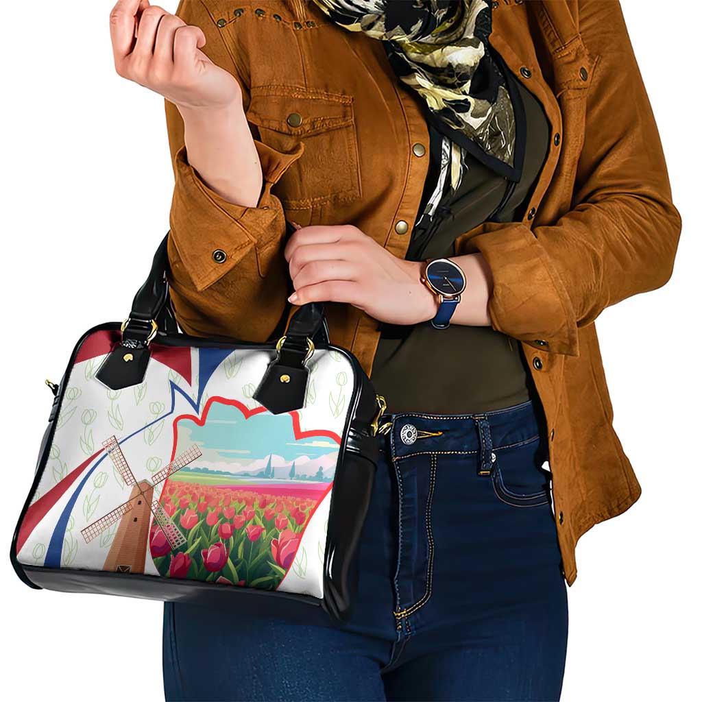 Netherlands Heritage Shoulder Handbag with Tulips Windmill and Coat of Arms TS04