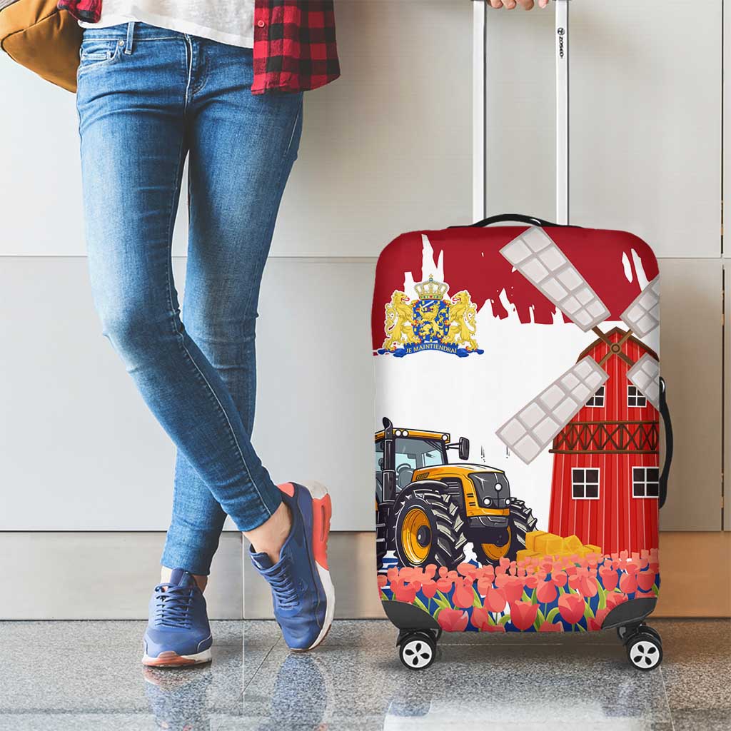 Netherlands Farm Landscape Luggage Cover with Tractor and Tulips TS04