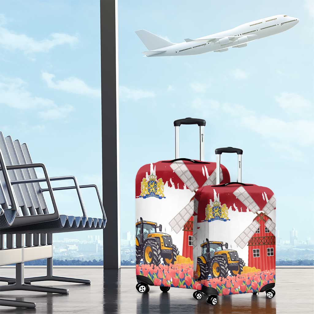 Netherlands Farm Landscape Luggage Cover with Tractor and Tulips TS04