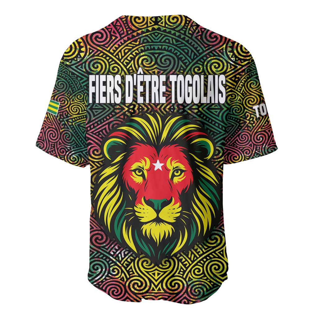 Togo Baseball Jersey Red Lion Head Design and Traditional African Pattern TS04