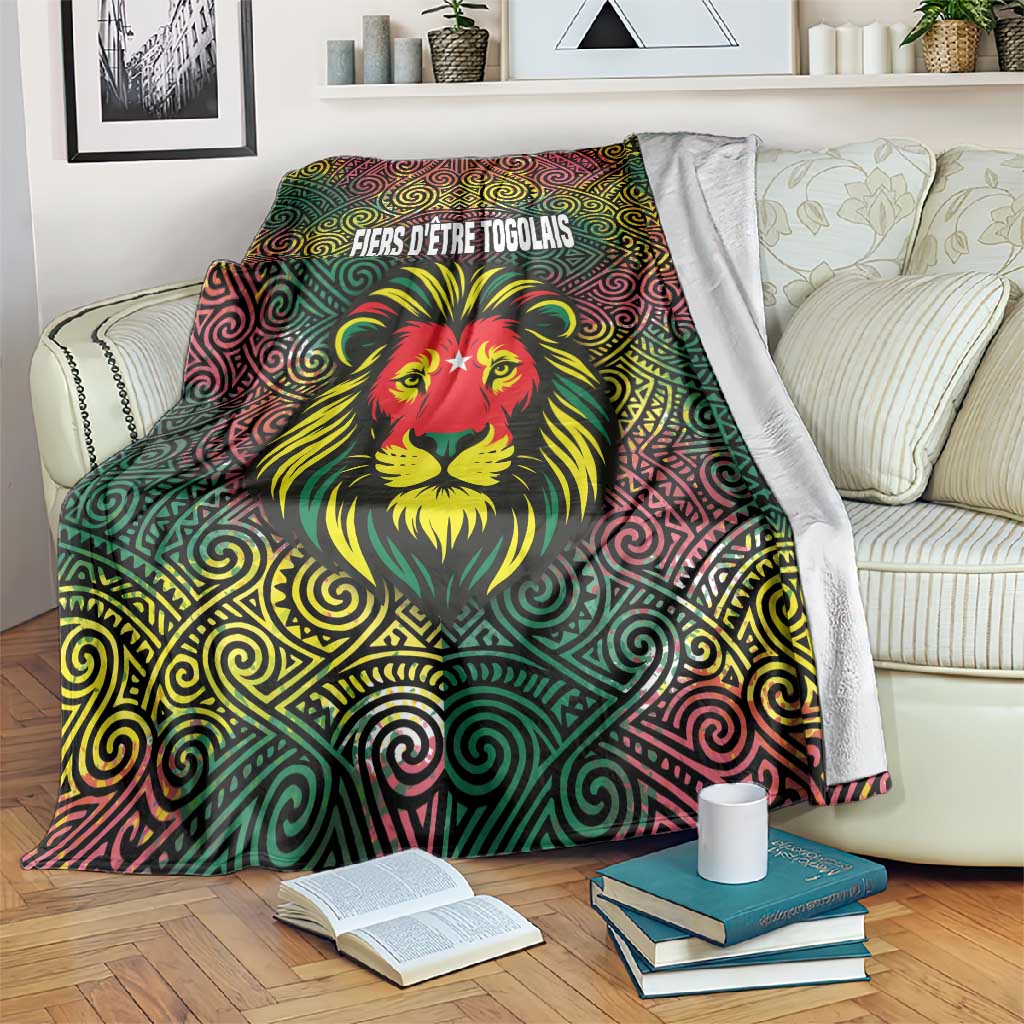 Togo Blanket Red Lion Head Design and Traditional African Pattern TS04