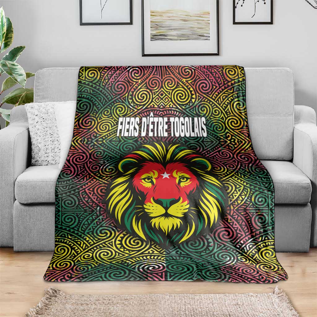 Togo Blanket Red Lion Head Design and Traditional African Pattern TS04