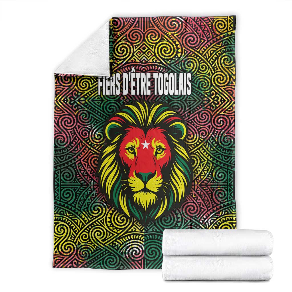Togo Blanket Red Lion Head Design and Traditional African Pattern TS04