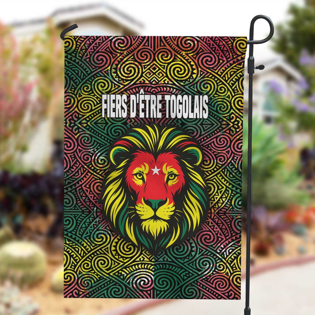 Togo Garden Flag Red Lion Head Design and Traditional African Pattern TS04
