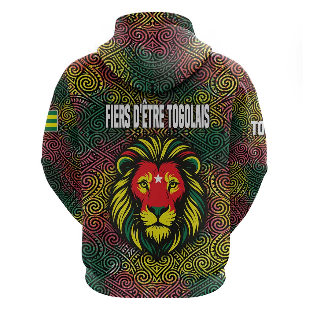 Togo Hoodie with Red Lion Head Design and Traditional African Pattern TS04