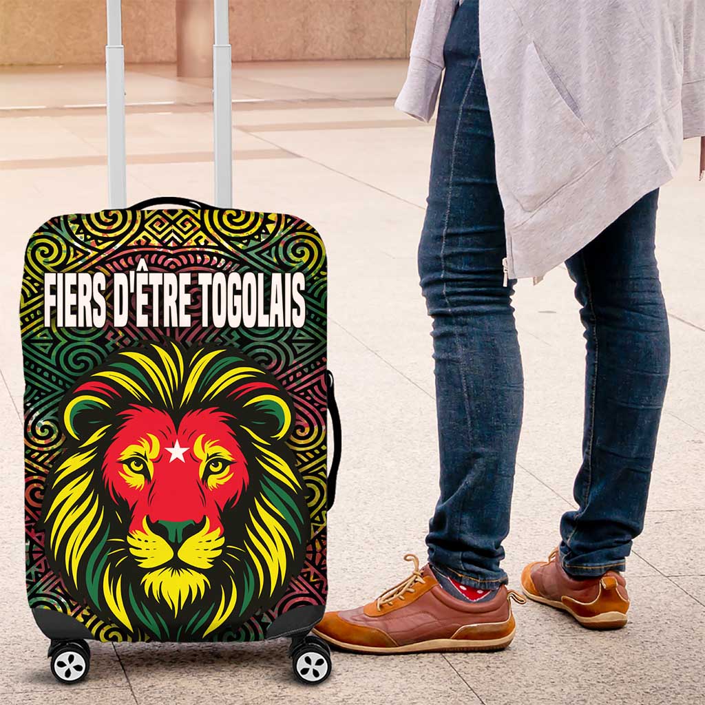Togo Luggage Cover with Red Lion Head Design and Traditional African Pattern TS04