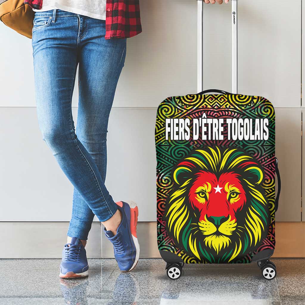 Togo Luggage Cover with Red Lion Head Design and Traditional African Pattern TS04