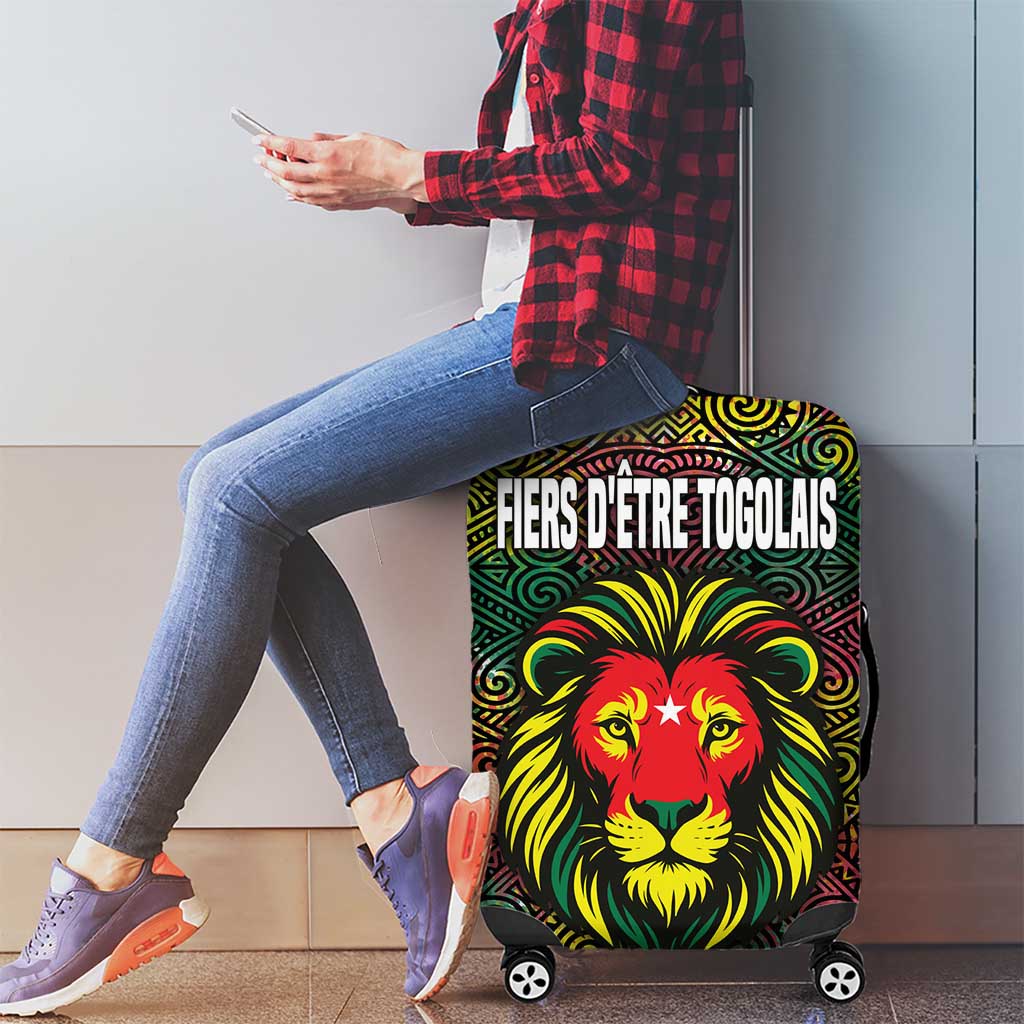 Togo Luggage Cover with Red Lion Head Design and Traditional African Pattern TS04