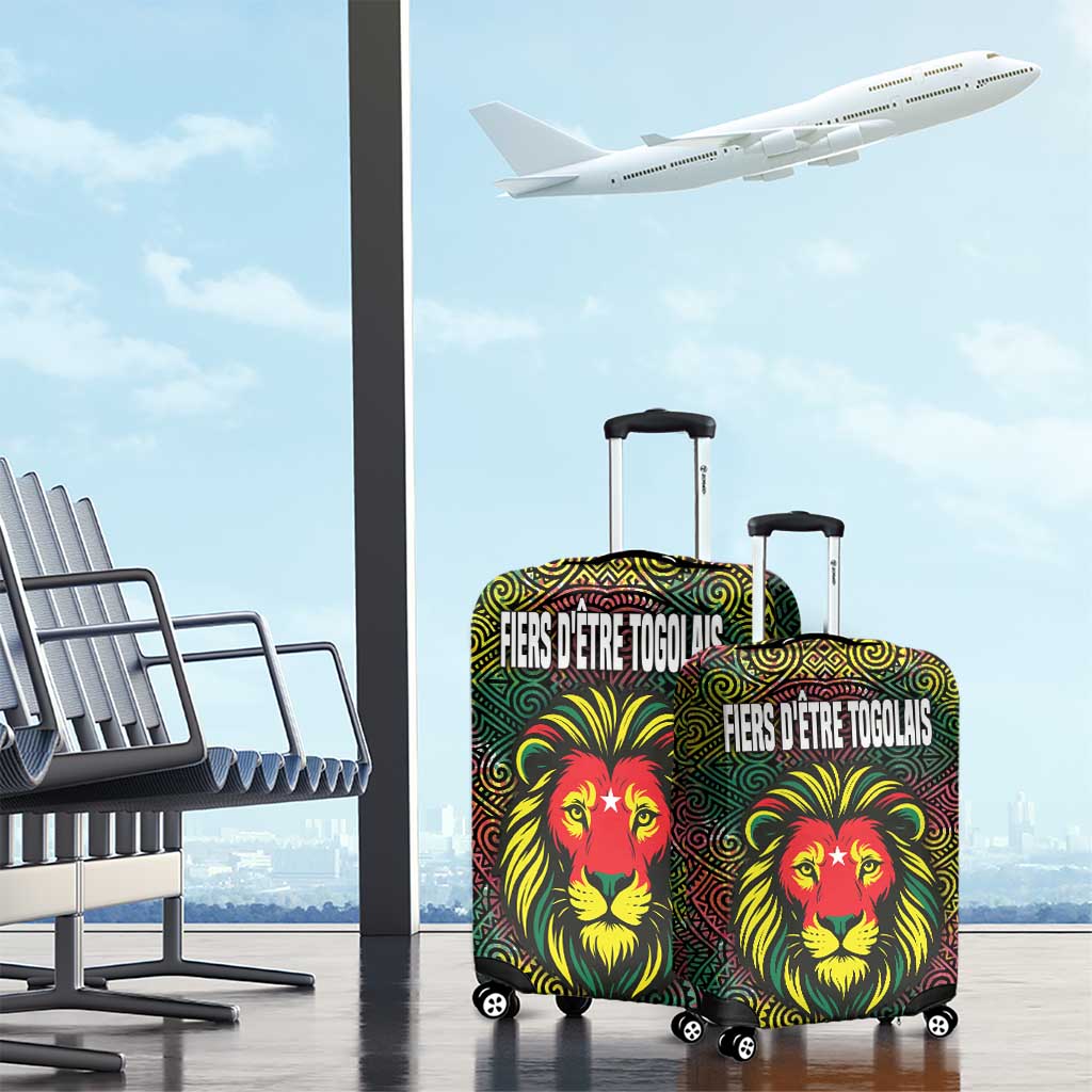 Togo Luggage Cover with Red Lion Head Design and Traditional African Pattern TS04