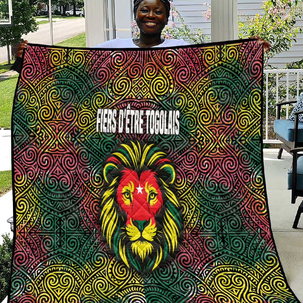 Togo Quilt Red Lion Head Design and Traditional African Pattern TS04