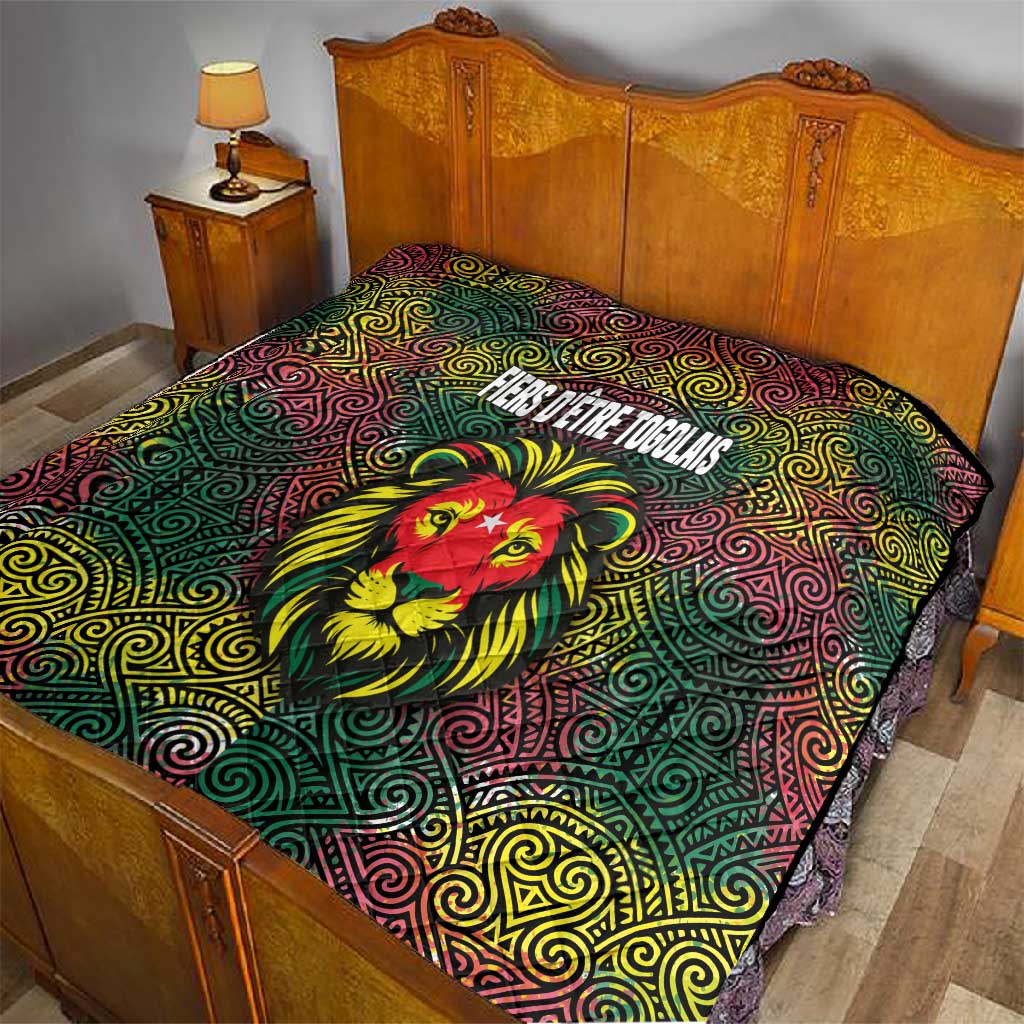 Togo Quilt Red Lion Head Design and Traditional African Pattern TS04