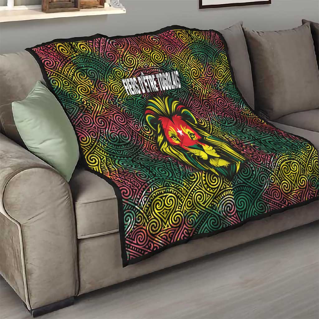 Togo Quilt Red Lion Head Design and Traditional African Pattern TS04