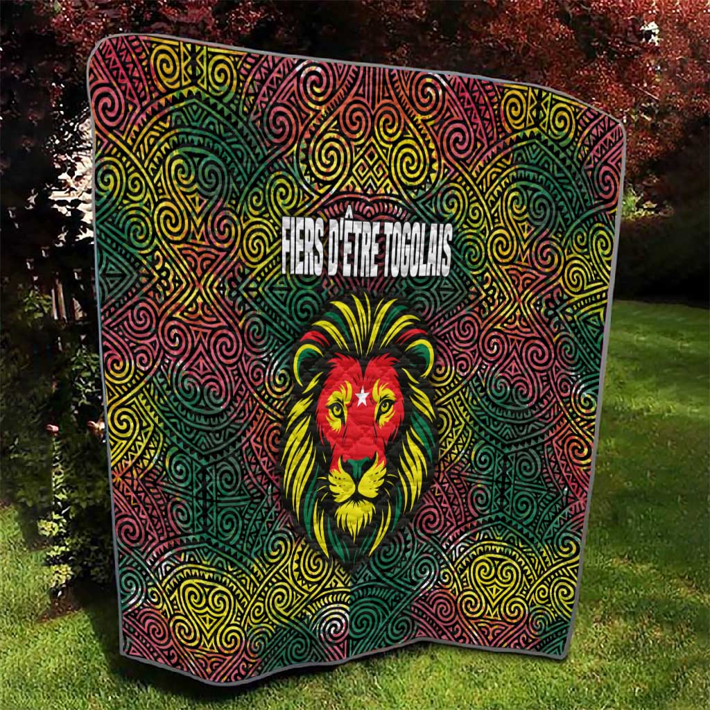 Togo Quilt Red Lion Head Design and Traditional African Pattern TS04