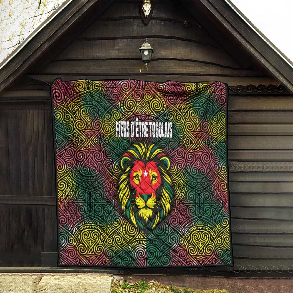 Togo Quilt Red Lion Head Design and Traditional African Pattern TS04