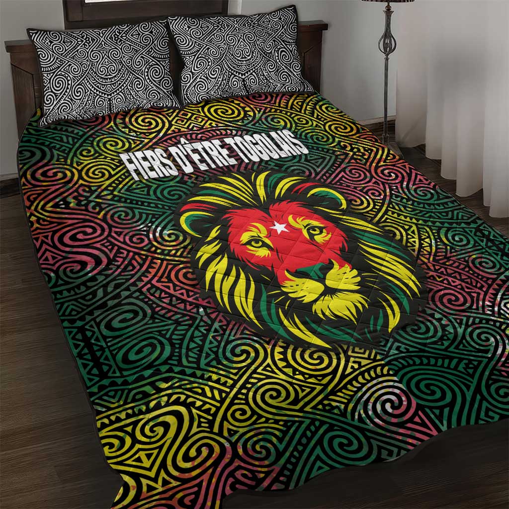 Togo Quilt Bed Set Red Lion Head Design and Traditional African Pattern TS04