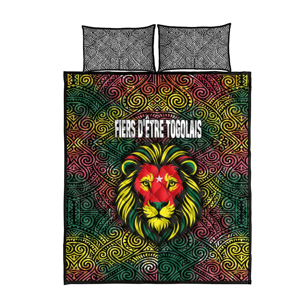 Togo Quilt Bed Set Red Lion Head Design and Traditional African Pattern TS04