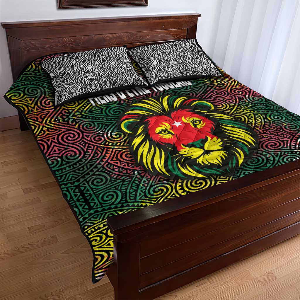 Togo Quilt Bed Set Red Lion Head Design and Traditional African Pattern TS04