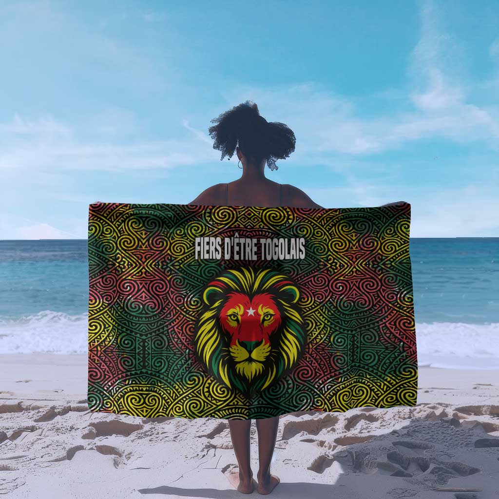 Togo Sarong Red Lion Head Design and Traditional African Pattern TS04