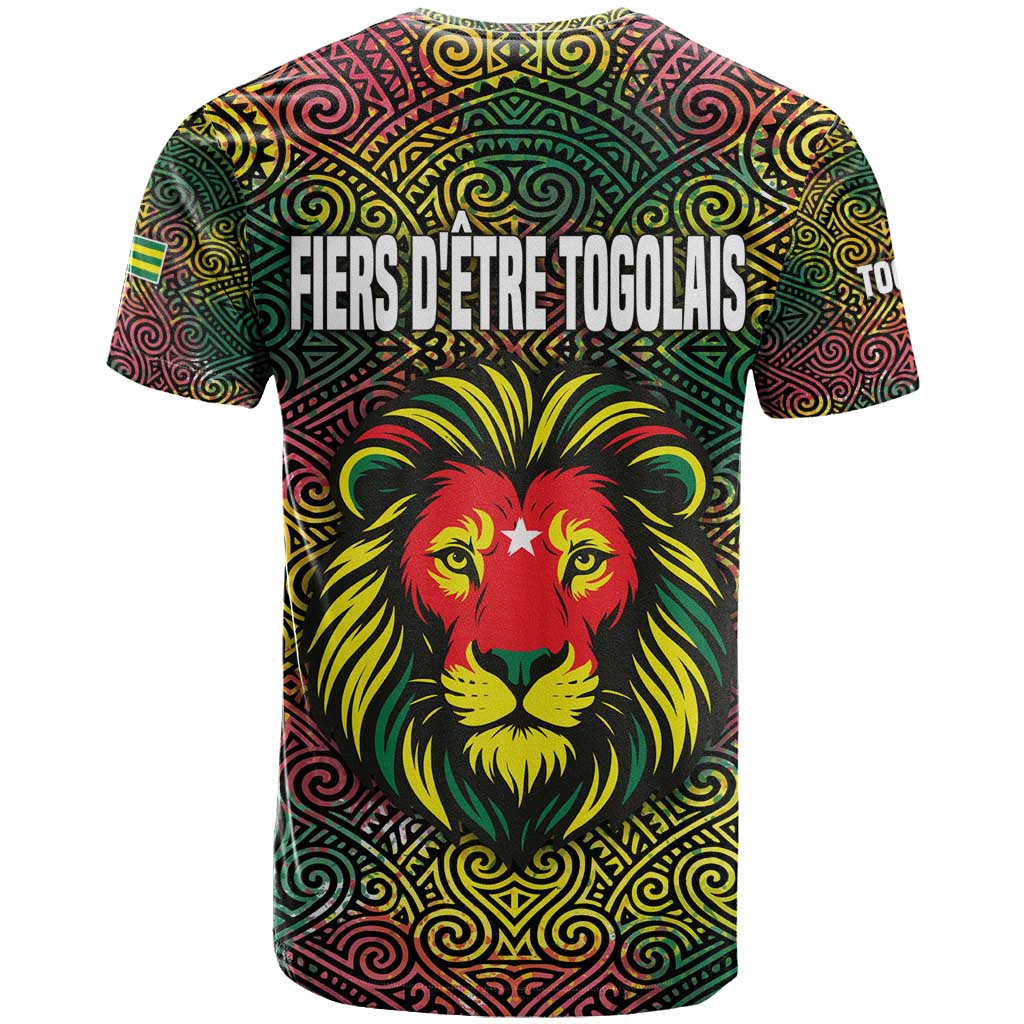 Togo T shirt Red Lion Head Design and Traditional African Pattern TS04