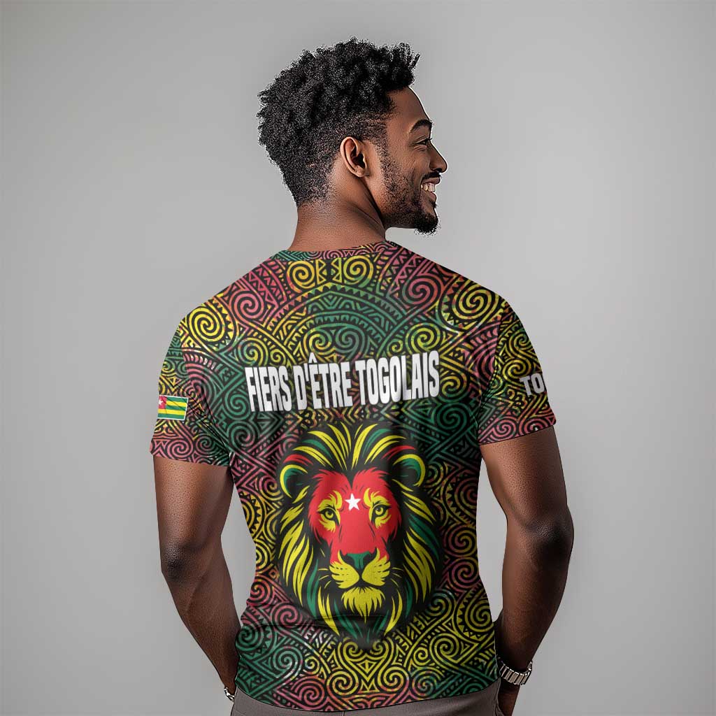 Togo T shirt Red Lion Head Design and Traditional African Pattern TS04