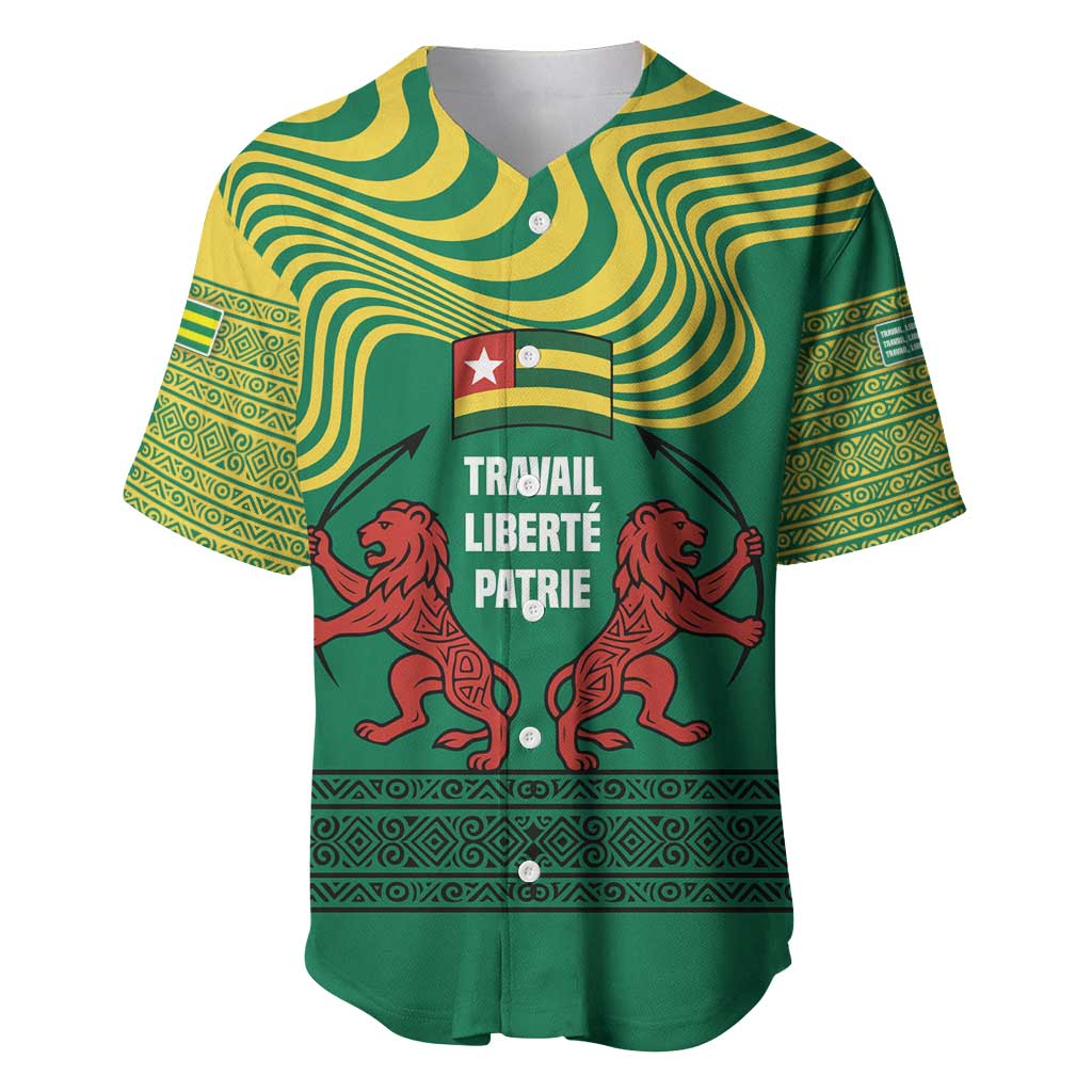 Togo Baseball Jersey - Red Twin Lions and Travail Liberté Patrie Slogan TS04