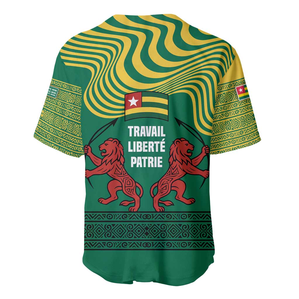 Togo Baseball Jersey - Red Twin Lions and Travail Liberté Patrie Slogan TS04