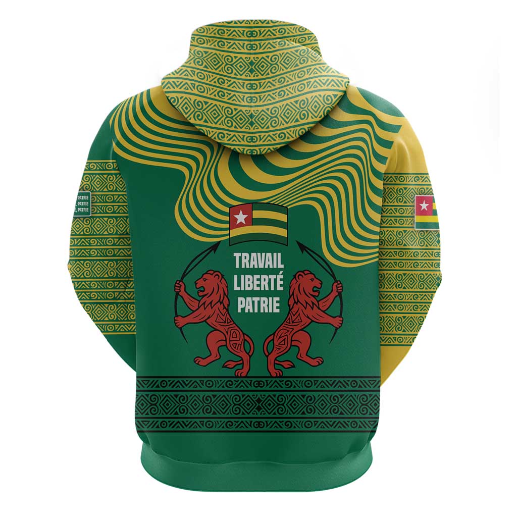 Togo Hoodie with Red Twin Lions and Travail Liberté Patrie Slogan TS04