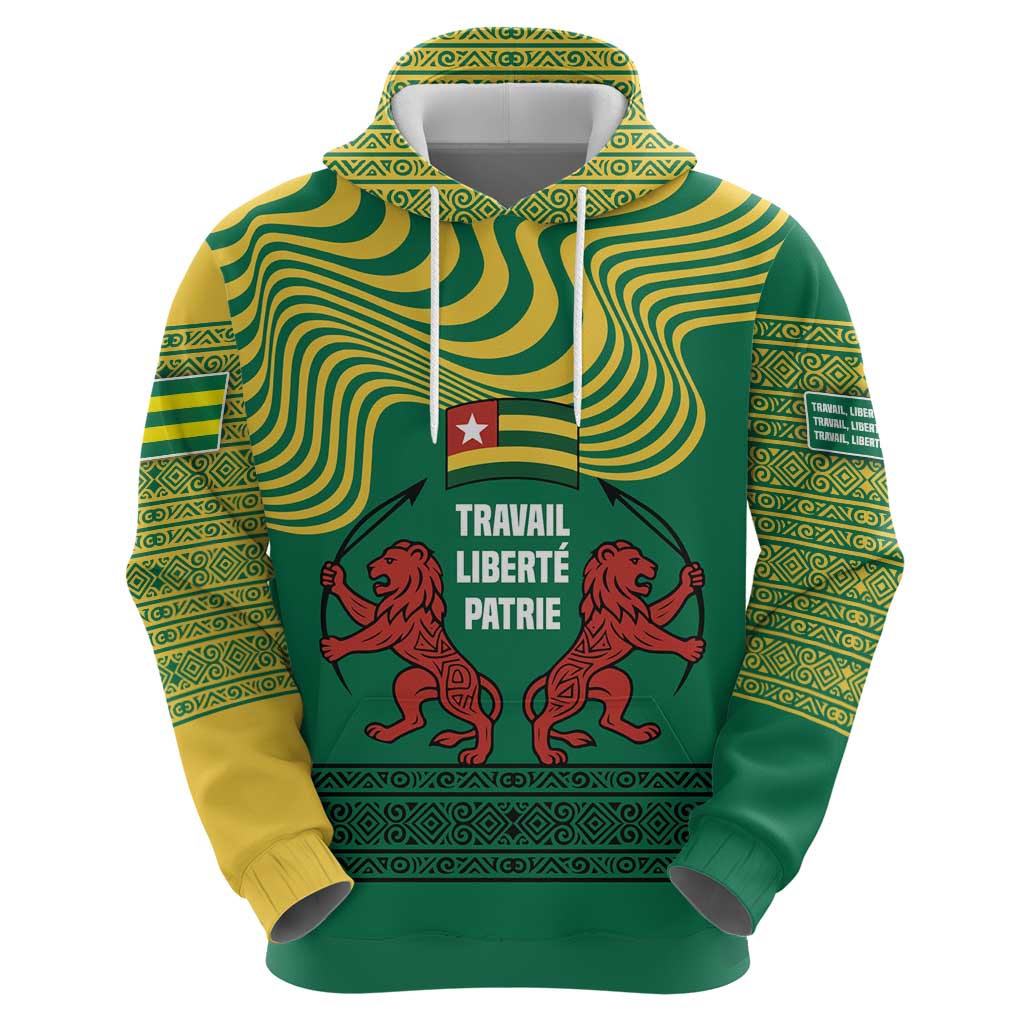 Togo Hoodie with Red Twin Lions and Travail Liberté Patrie Slogan TS04