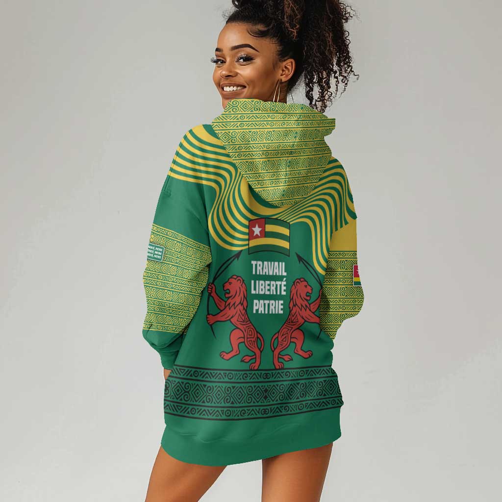 Togo Hoodie Dress - Red Twin Lions and Travail Liberté Patrie Slogan TS04
