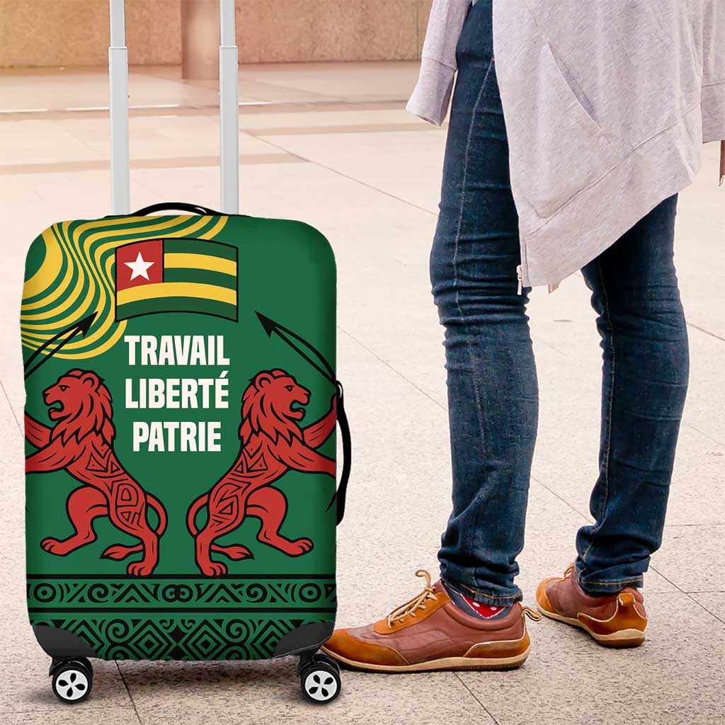 Togo Luggage Cover with Red Twin Lions and Travail Liberté Patrie Slogan TS04