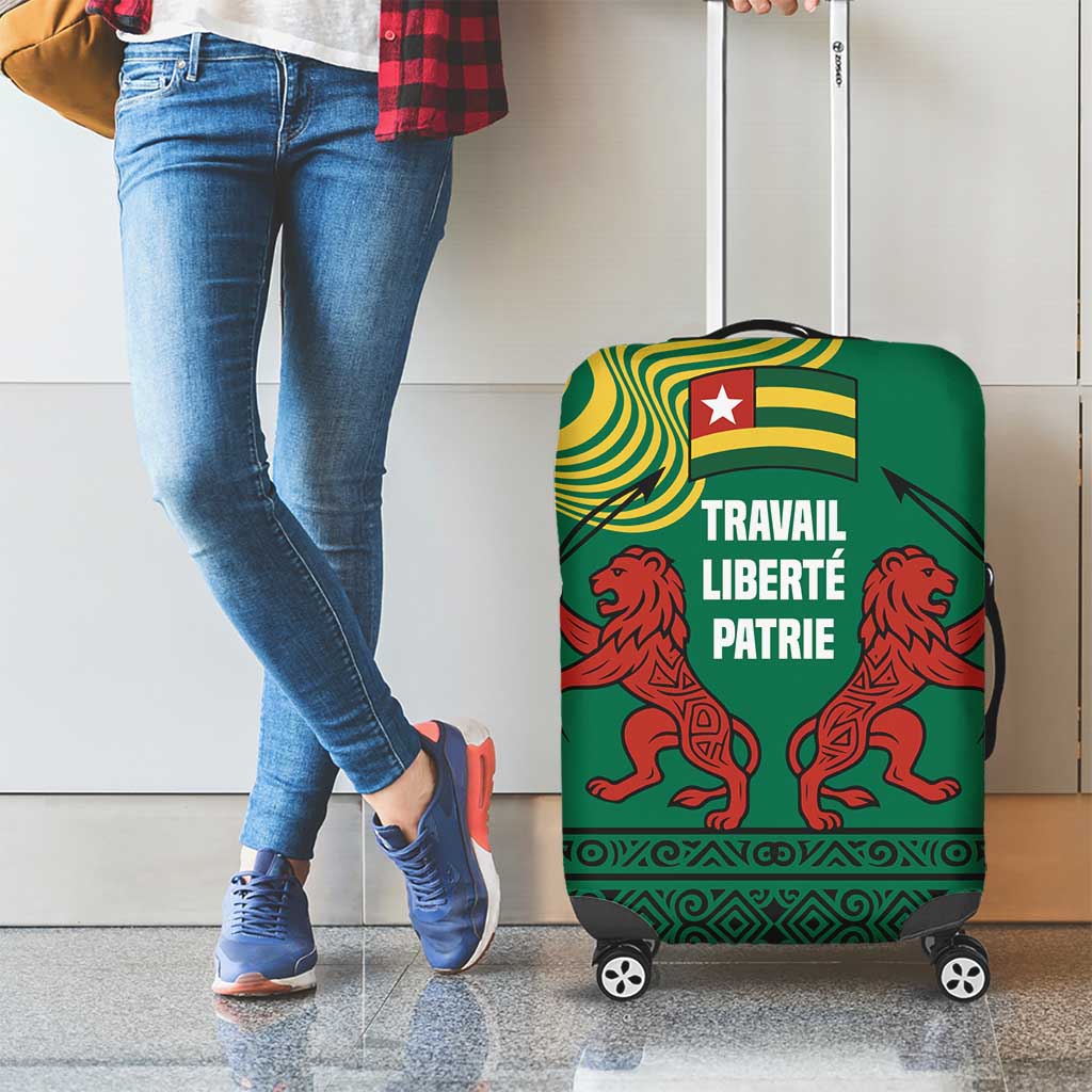 Togo Luggage Cover with Red Twin Lions and Travail Liberté Patrie Slogan TS04