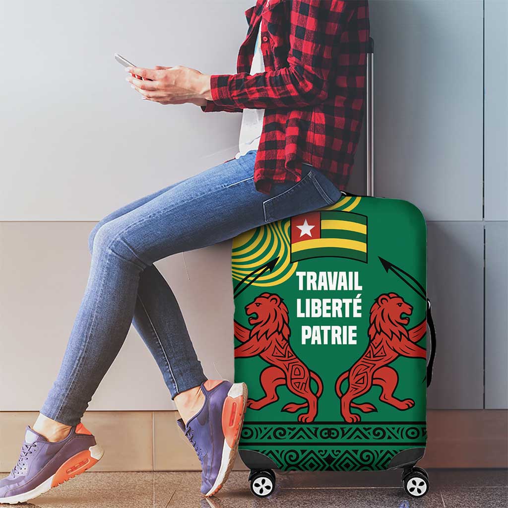 Togo Luggage Cover with Red Twin Lions and Travail Liberté Patrie Slogan TS04