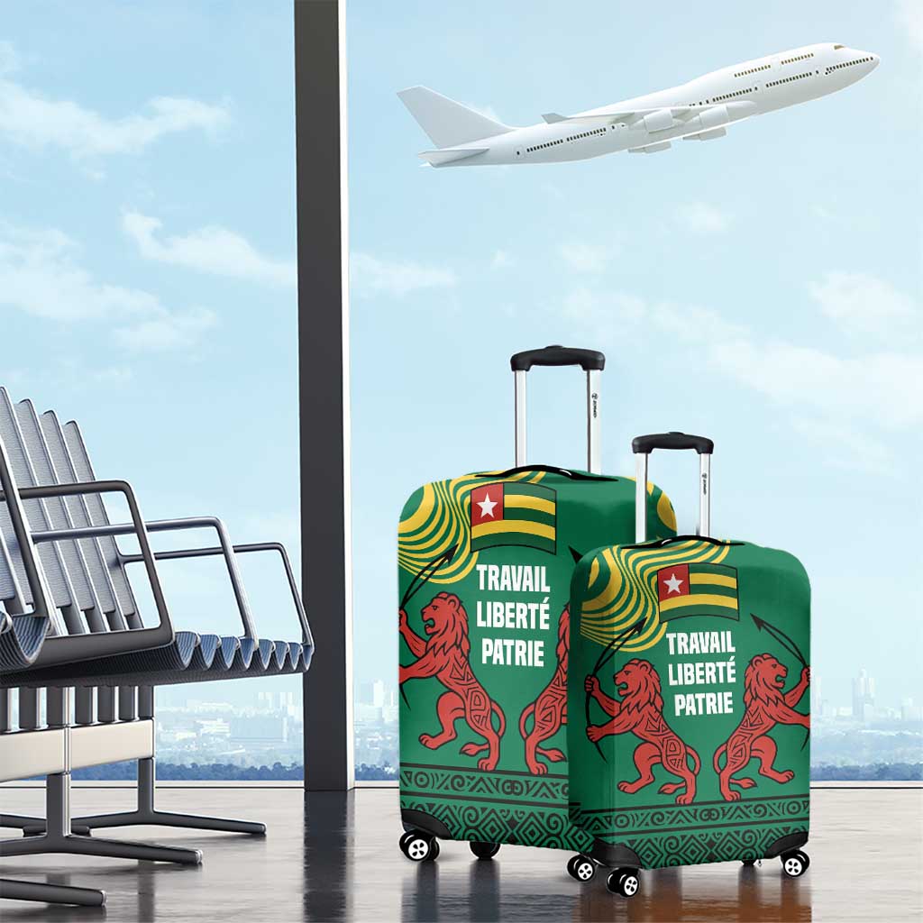 Togo Luggage Cover with Red Twin Lions and Travail Liberté Patrie Slogan TS04