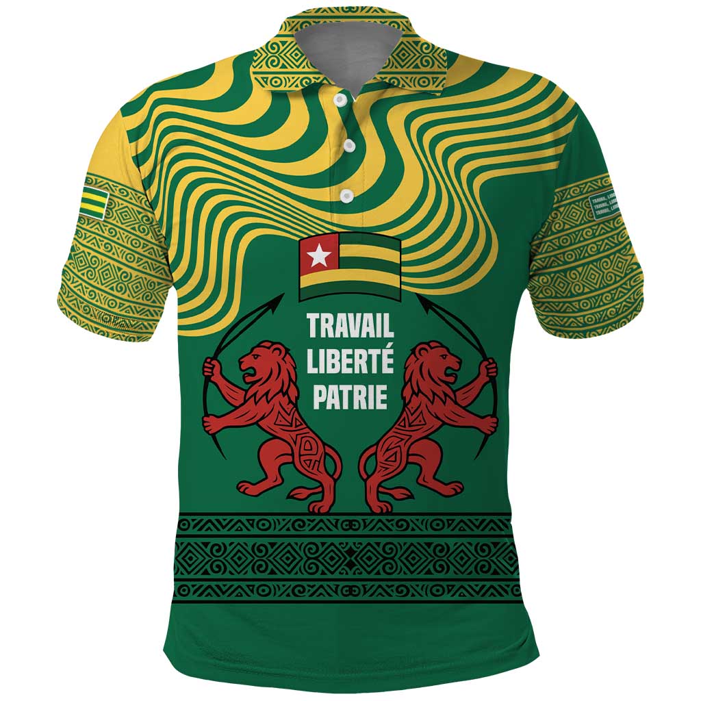 Togo Polo Shirt with Red Twin Lions and Travail Liberté Patrie Slogan TS04