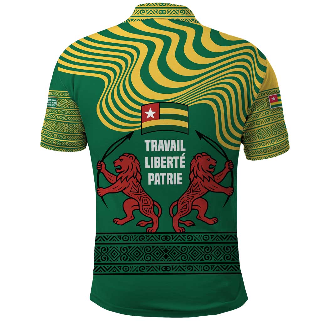 Togo Polo Shirt with Red Twin Lions and Travail Liberté Patrie Slogan TS04