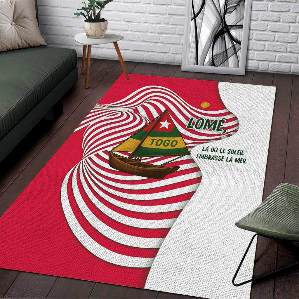 Lome Togo Area Rug - Sailboat and Sunset  Where the Sun Kisses the Sea TS04