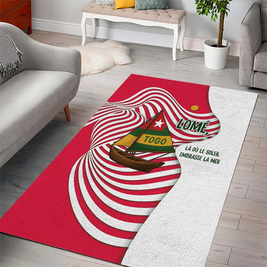 Lome Togo Area Rug - Sailboat and Sunset  Where the Sun Kisses the Sea TS04