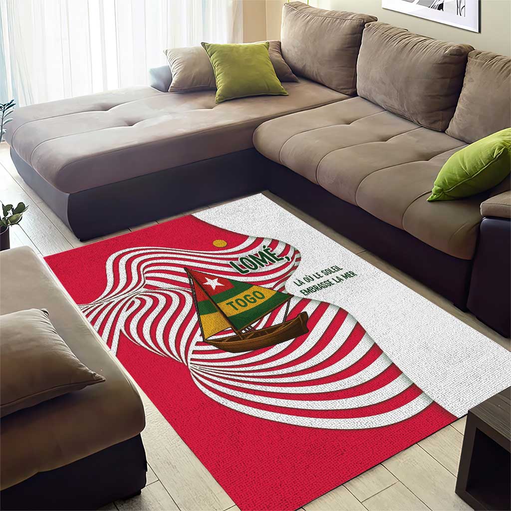 Lome Togo Area Rug - Sailboat and Sunset  Where the Sun Kisses the Sea TS04