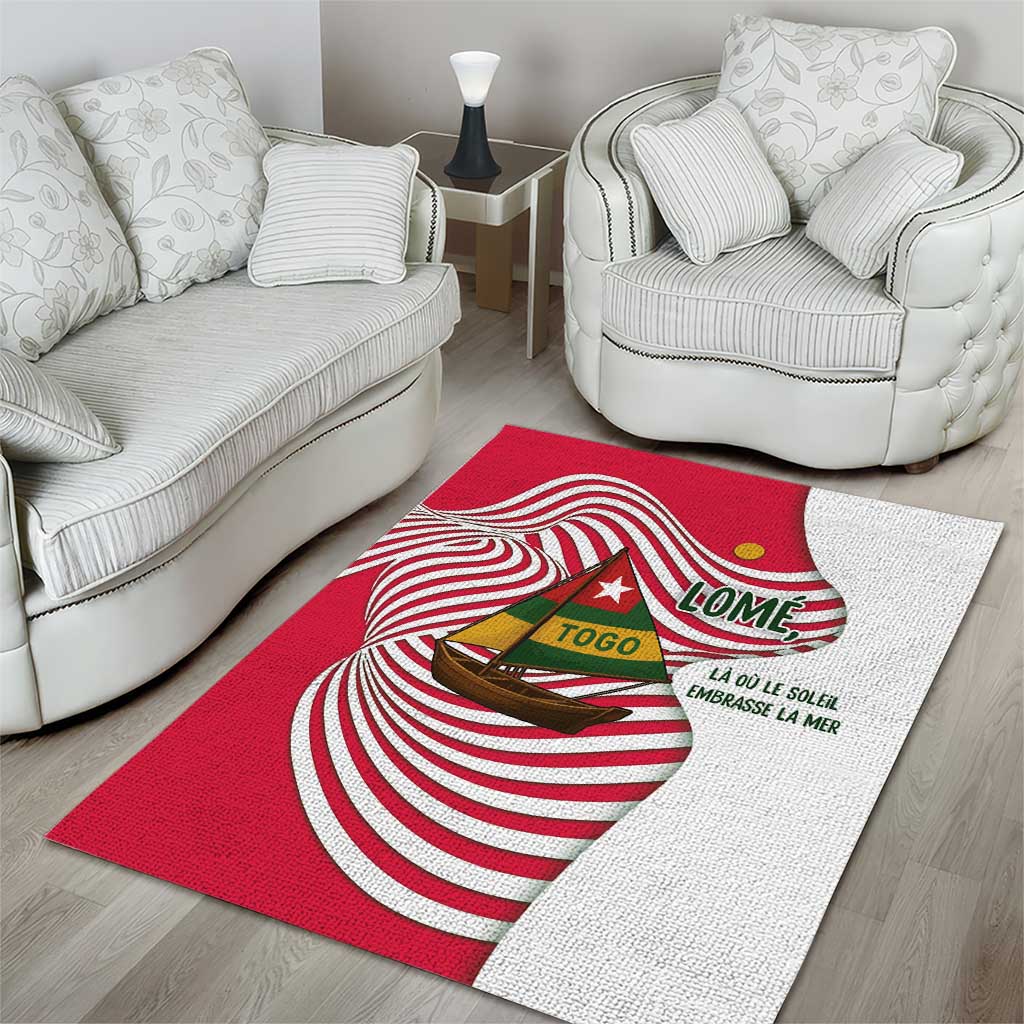 Lome Togo Area Rug - Sailboat and Sunset  Where the Sun Kisses the Sea TS04