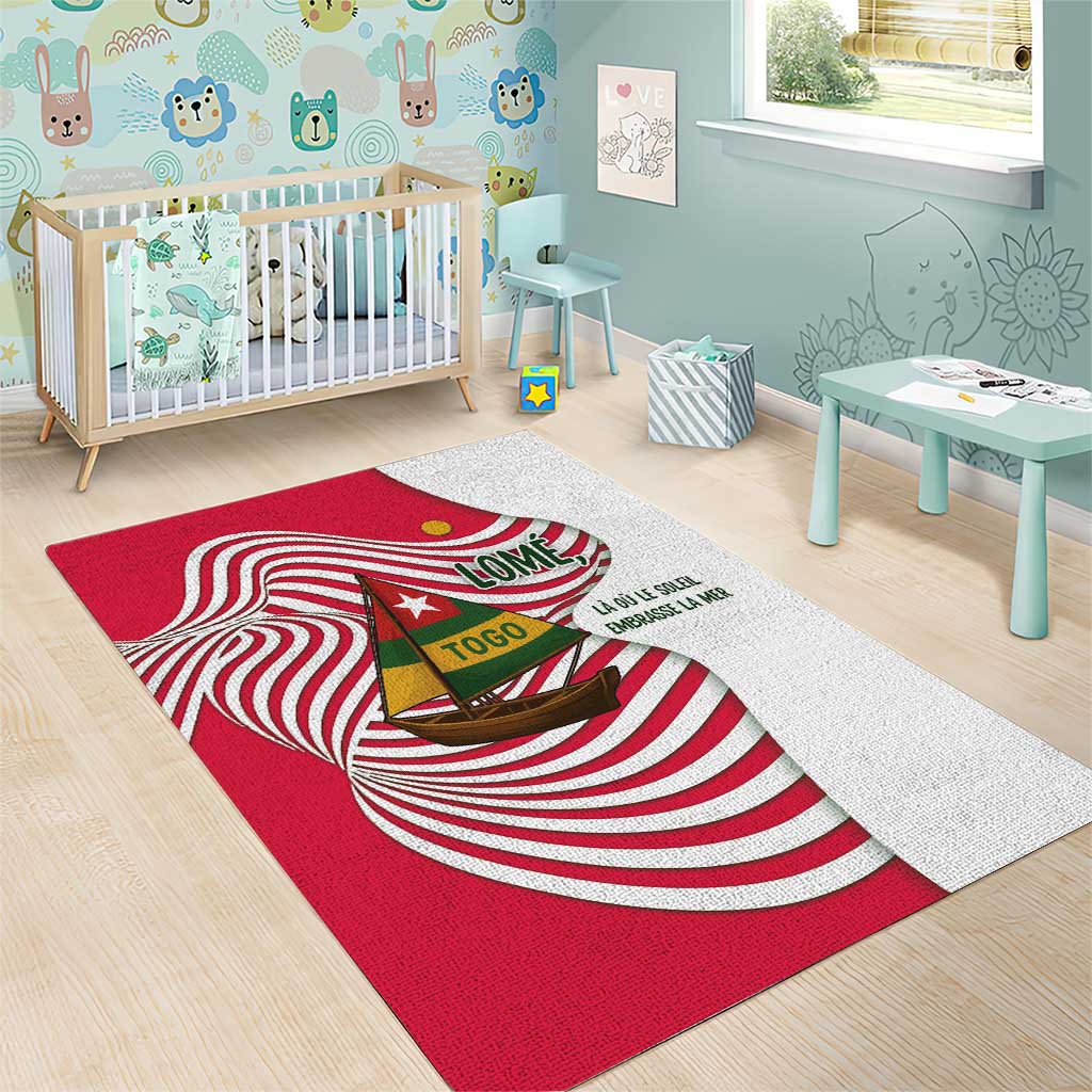 Lome Togo Area Rug - Sailboat and Sunset  Where the Sun Kisses the Sea TS04