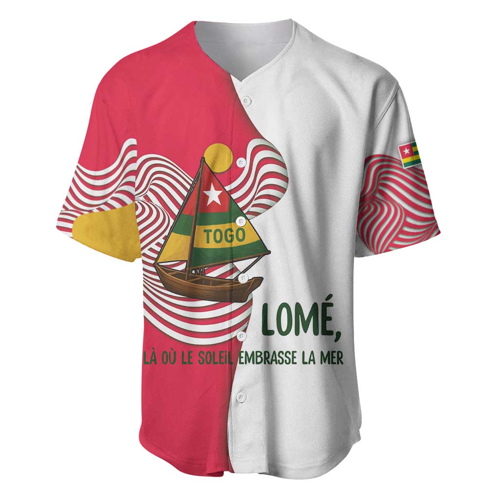 Lome Togo Baseball Jersey - Sailboat and Sunset  Where the Sun Kisses the Sea TS04