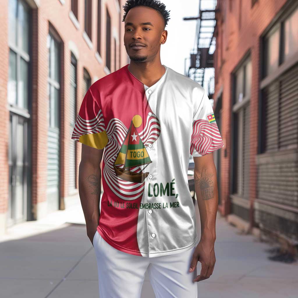 Lome Togo Baseball Jersey - Sailboat and Sunset  Where the Sun Kisses the Sea TS04