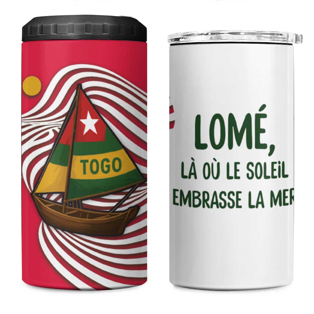Lome Togo 4 in 1 Can Cooler Tumbler - Sailboat and Sunset  Where the Sun Kisses the Sea TS04